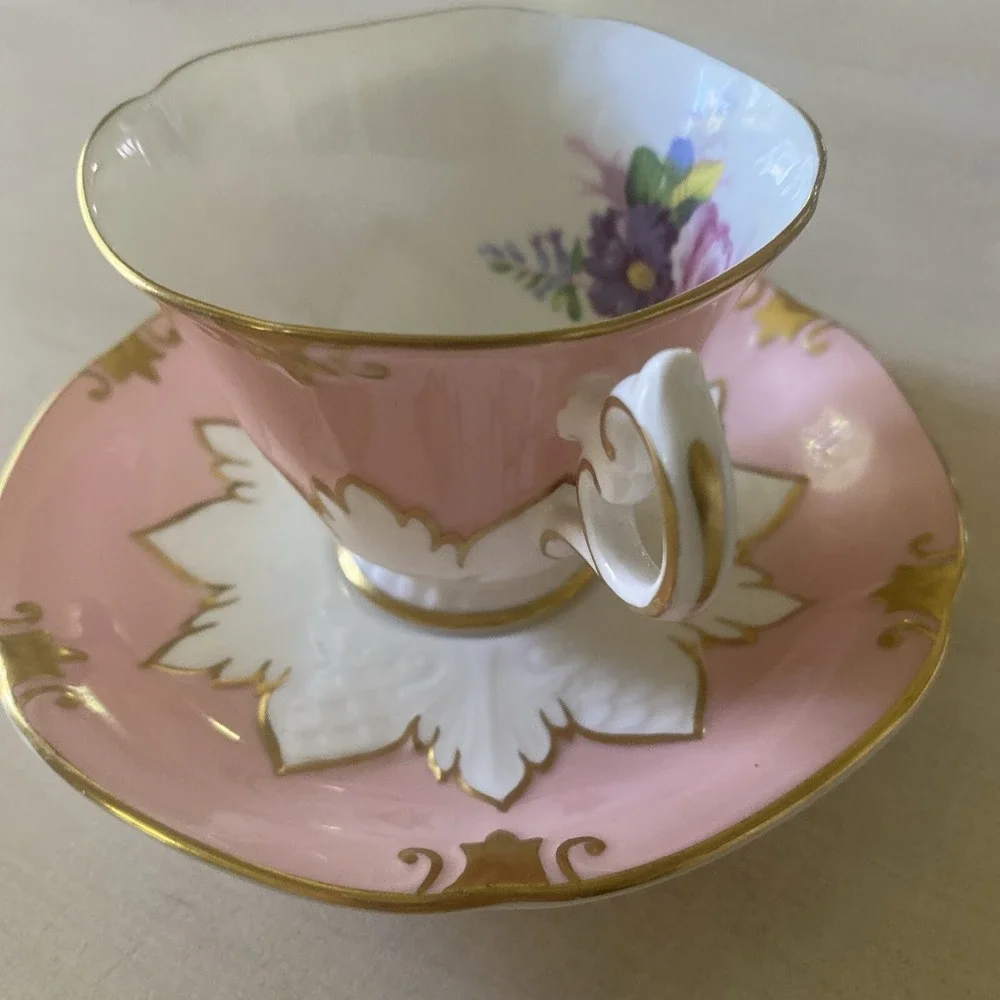 Paragon Salmon Pink Floral Tea‎ Cup with Saucer